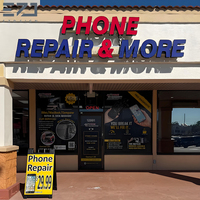 Décoration personnalisée pour atelier de réparation de téléphones, conception de logo pour magasin de téléphonie mobile, enseigne LED publicitaire extérieure pour l'extérieur
