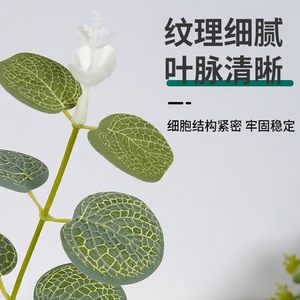 ใบยูคาลิปตัสประดิษฐ์ สีเขียวเข้ม สีขาวขุ่น อุปกรณ์ประกอบฉากงานแต่งงาน สไตล์นอร์ดิก ของตกแต่งบ้าน YJL-32 - Product Image 1