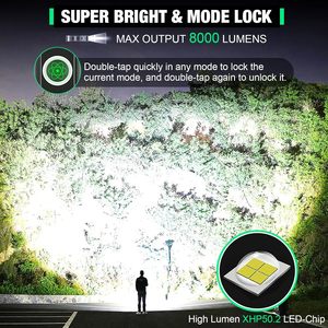 Lampe torche tactique LED rechargeable par USB 30W, batterie intégrée, portée de 1500 mètres, lampe de camping, lampe de poche - Product Image 3