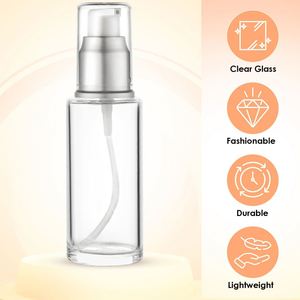 Vente en gros de flacons en verre transparent givré de 20 ml, 30 ml, 40 ml, 50 ml, 60 ml, 80 ml, 100 ml avec pompe à lotion pulvérisateur argentée ou dorée - Product Image 4