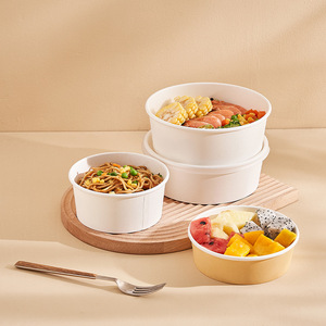 Nhà sản xuất dùng một lần giấy kraft thực phẩm <span class=keywords><strong>container</strong></span> Takeaway bao bì phân hủy sinh học salad Poke bát - Product Image 5