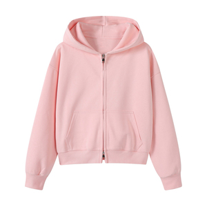 Cardigan <span class=keywords><strong>con</strong></span> <span class=keywords><strong>cappuccio</strong></span> corto da <span class=keywords><strong>donna</strong></span> in felpa pesante 350g, stile pendolare autunno-inverno, <span class=keywords><strong>con</strong></span> <span class=keywords><strong>zip</strong></span> e spalle scese, vestibilità ampia - Product Image 3