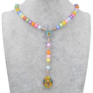 Chapelet catholique Notre-Dame <span class=keywords><strong>de</strong></span> <span class=keywords><strong>Guadalupe</strong></span> en perles arc-en-ciel, collier <span class=keywords><strong>de</strong></span> prière, bijoux religieux avec médaille <span class=keywords><strong>de</strong></span> la Vierge Marie - Product Image 5