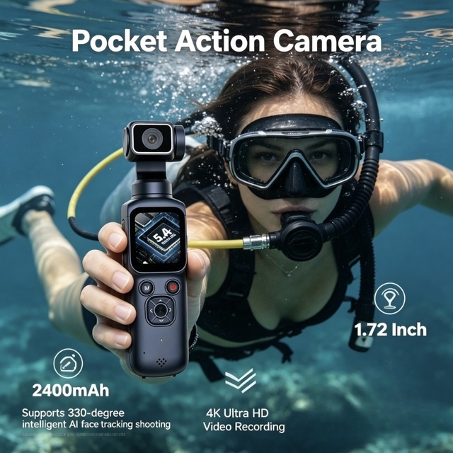 Factory Price Customize Action & Sports Cameras Camcorder WiFi Control Beauty Mode Webcam for Video Recording Photography