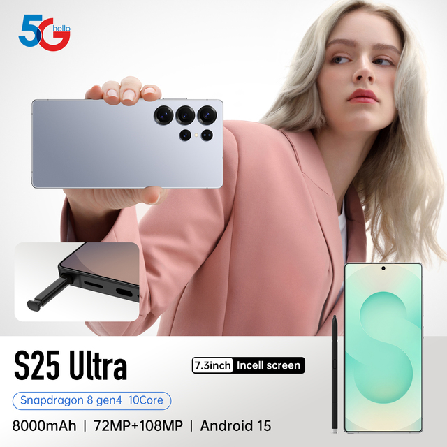 2025 New Arrival 7-Inch Snapdragon 800 Series 108MP 4K 120Hz LED 5G LTE Dual SIM Global Unlocked Phone