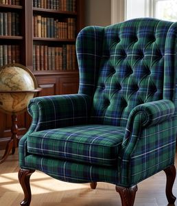 Classic Greenish Blue Plaid Printed Upholstery Fabric By The Yard Decorative Check Pattern Upholstery Textile For <b>Sofa</b> <b>Bench</b> - Product Image 2