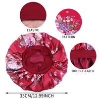 Topi Perawatan Kecantikan Berbahan Satin Bermotif Bunga Dua Lapis Gaya Eropa-Amerika untuk Semua Musim bagi Wanita dengan Kerontokan Rambut