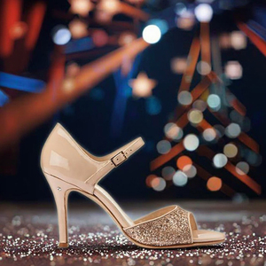 Nuove <span class=keywords><strong>Scarpe</strong></span> Professionali da Ballo Latino e Salsa per Donna in PU Kaki, Tacco 10cm, Suola in Vera Pelle Glitterata, Taglia US - Product Image 4