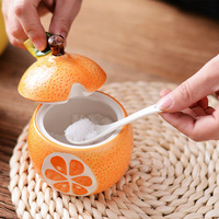 Ensemble de 3 pots à épices en céramique fantaisie avec cuillère, motif fruits, pour le Nouvel An, support à assaisonnement de cuisine, vente chaude sur eBay