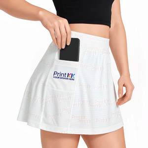 Image personnalisée Jupe de golf en polyester pour femme Short de tennis respirant avec logo sur le devant Poches à la taille de l'équipe OEM d'entraînement de grande taille - Product Image 1