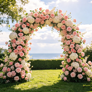 Arco decorativo en forma de U con flores artificiales para decoración de bodas y fiestas. - Product Image 3