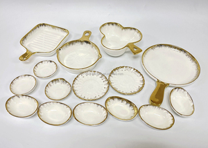 Qiaozhao — assiettes de table en <span class=keywords><strong>porcelaine</strong></span> personnalisées, bol de Stock en <span class=keywords><strong>porcelaine</strong></span>, assiettes de Restaurant en céramique, à bord doré - Product Image 5