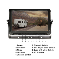 Monitor de entrenador de Vista dividida de 10 pulgadas y 6 con DVR incorporado, compatible con cámara de respaldo híbrida 720P, 1080P AHD CVBS