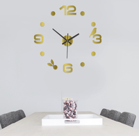 Jam Dinding 3D Bercahaya Tanpa Bingkai Akrilik DIY Stiker Dinding Jam Digital Jam Tanpa Suara untuk Dekorasi Dinding Ruang Tamu Kamar Tidur Kantor