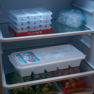 Bandeja para Cubos de Hielo PlasticForte de 12 Compartimentos Transparente con Tapa para Uso en Congelador - Product Image 3