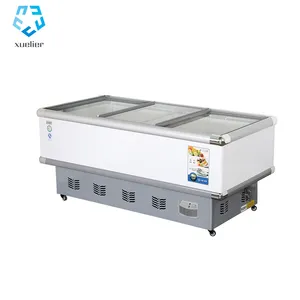 Congelatore commerciale dell'armadio dell'isola del frigorifero dell'esposizione di vetro del supermercato per alimento congelato