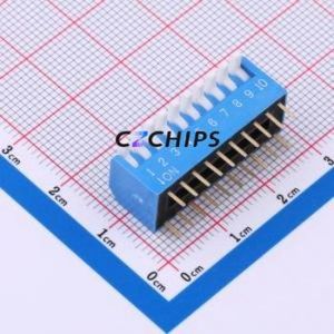 DP-10-B-T DIP Switch Through hole Component (THT),P=2.54mm Switch Piano Key Single Pole Single Throw 10 2.54mm - Product Image 1