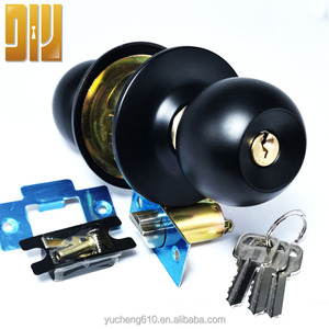 Cerradura de Puerta con Perilla Esférica/Cilíndrica, Modelo 587 Negro, Antirrobo, para Inmobiliarias, con Botón, Resistente al Agua, Personalizable OEM/ODM - Product Image 1