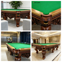 Mesa de Billar STELLARWAY Personalizada de Lujo, Tallada, de 7, 8 y 9 Pies, Estilo Europeo Clásico Marrón con Exquisitos Detalles Tallados a Mano