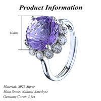 Bague Fleur en Argent Sterling 925 Plaqué Rhodium avec Divers Types de Pierres Précieuses Naturelles Taille Ronde, Vente en Gros Usine, Cadeau pour Femme