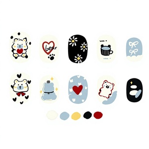 24 Piezas de Uñas Postizas Infantiles al por Mayor, Puntas de Dibujos Animados Lindas de Moda INS, Pegatinas de Uñas Falsas Desmontables para Niñas My Seven - Product Image 1