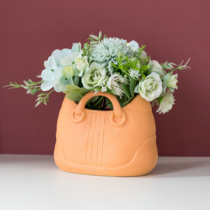 Vase en céramique en forme de sac à main créatif, design de sac à main de luxe, pot de fleurs, esthétique nordique, pot de fleurs en porcelaine pour la décoration de la maison - Product Image 6
