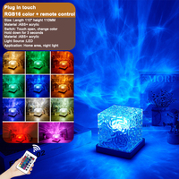 Lampe cubique en cristal 3D pour décoration intérieure moderne avec effet d'ondulation de l'eau lumineuse 16 couleurs LED Night Light Sensor Control