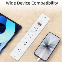 Multiprise encastrable de bureau avec 4 prises CA, ports USB-A et USB-C, interrupteur et protection contre les surcharges pour mobilier de bureau