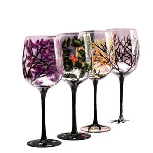 Juego de Cuatro Copas de Vino Pintadas a Mano, Diseño Artístico Único, Copa de Champán Alta, para Primavera, Verano, Otoño e Invierno - Product Image 6