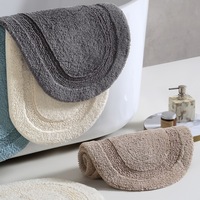 Tapis de sol de salle de bain moderne, absorbant, antidérapant, en jacquard, à poils longs, épaissi, en coton uni, couleur unie