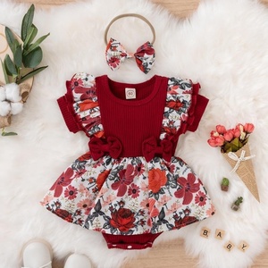 Tutina Floreale di Lusso in Cotone per Bambina con Gonna a Balze per la Collezione Autunnale Boutique Guai - Product Image 4