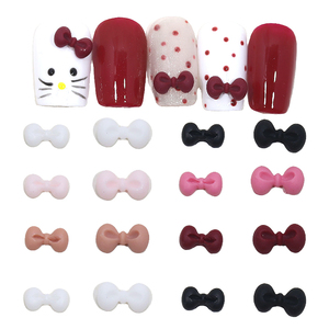50 piezas/bolsa, venta al por mayor, dijes de resina con lazo de gatito, adornos de uñas kawaii, diamantes de imitación de resina 3D, decoración de uñas DIY para niñas - Product Image 2