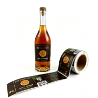 Autocollants adhésifs en papier kraft imperméable, personnalisés, avec gaufrage à chaud, de qualité supérieure, pour bouteilles d'alcool/vin, logo de marque personnalisé