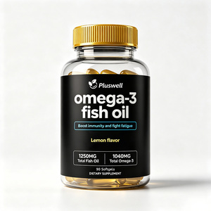 Complément alimentaire personnalisé d'huile de poisson oméga <span class=keywords><strong>3</strong></span> saveur citron en gélules molles pour adultes - Soutien antioxydant et pour la santé oculaire - Product Image 1
