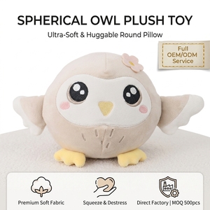 Peluche <span class=keywords><strong>Hibou</strong></span> Rond en Coton Lavé, Coussin Doux pour Enfants, Personnalisable OEM ODM, Vente en Gros - Product Image 4