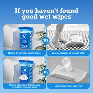 Toallitas Húmedas Desechables para Colgar, Sin Perfume, Extra Grandes, con Probióticos, 8 Paquetes, 640 Toallitas, de Algodón para Adultos - Product Image 4