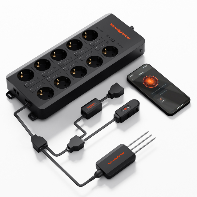Spider Farmer 10 Outlets GGS AC10 Bluetooth and WiFi Connectivity Smart Power Strip Smart LED Grow Light Controller Kits