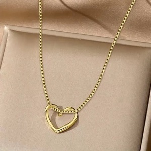 Heart Shaped <b>Titanium</b> Steel <b>Necklace</b> 18K Gold Plated Clavicle Chain Gift For Women Fashion Jewelry - Product Image 2