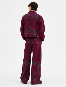 Ensemble veste courte et pantalon large imprimé Paisley bordeaux - Product Image 6