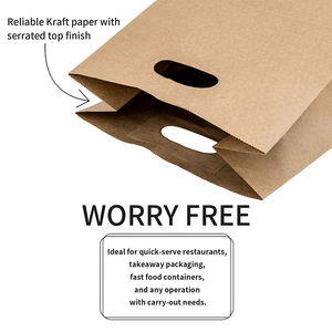 Sac en papier kraft écologique Qianlin Pack en gros avec logo, poignée découpée, sac à emporter pour <span class=keywords><strong>café</strong></span> - Product Image 3