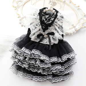 Robe noire en dentelle pour chien, avec volants, style princesse mignon, pour petits animaux de compagnie, vêtements de printemps et d'été, en Polyester - Product Image 2