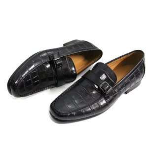 Mocassini da uomo di alta qualità viola e nero scarpe da sera con fibbia in metallo cucite a mano per l'autunno - Product Image 3