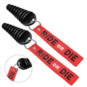 2 Juegos de Herramientas para Vehículos, Llavero de Tapón de Escape para Motocicleta - Negro Suave para Accesorio de Silenciador Impermeable, Etiqueta Bordada '<span class=keywords><strong>RIDE</strong></span> <span class=keywords><strong>or</strong></span> <span class=keywords><strong>DIE</strong></span>' - Product Image 1