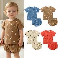 Vêtements pour bébés filles en lin et coton personnalisés, ensembles courts pour nouveau-nés, ensembles de vêtements pour bébés garçons, tenues d'été, vêtements pour enfants en gros