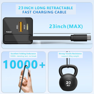 Cable USB C Magnético Retráctil GaN6 de 65W OEM Rápido para Laptop y Teléfono Móvil, <span class=keywords><strong>Cargador</strong></span> GaN - Product Image 6