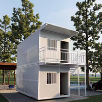 Maison modulaire préfabriquée à 2 étages en conteneur, maison en conteneur portable en kit avec escalier extérieur et balcon pour dortoir de travailleurs