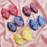 Jepit Rambut Pita Gingham Manis dan Lucu 3 Inci Bergaya Sekolah Cocok untuk Sehari-hari