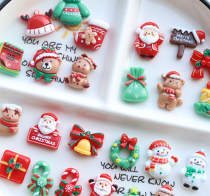 Mini Adornos Navideños para Manualidades, Decoración <span class=keywords><strong>de</strong></span> Pasteles, Cabujones <span class=keywords><strong>de</strong></span> Resina Planos Transparentes, Pintados a Mano, con Diseño Artístico <span class=keywords><strong>de</strong></span> Árbol, Reno y <span class=keywords><strong>Muñeco</strong></span> <span class=keywords><strong>de</strong></span> <span class=keywords><strong>Nieve</strong></span> - Product Image 6