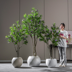 Bonsái de flores de simulación, planta verde Artificial, bonsái de plástico, árbol en maceta, adelfa Nerium Artificial para decoración de jardín - Product Image 5