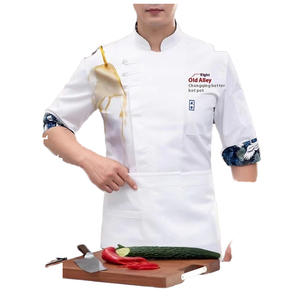 Uniformes de Chef Unisex Impermeables y Resistentes al Aceite, de Poliéster/Algodón Tejido, con Mangas Tres Cuartos, para Hoteles y Restaurantes - Product Image 4